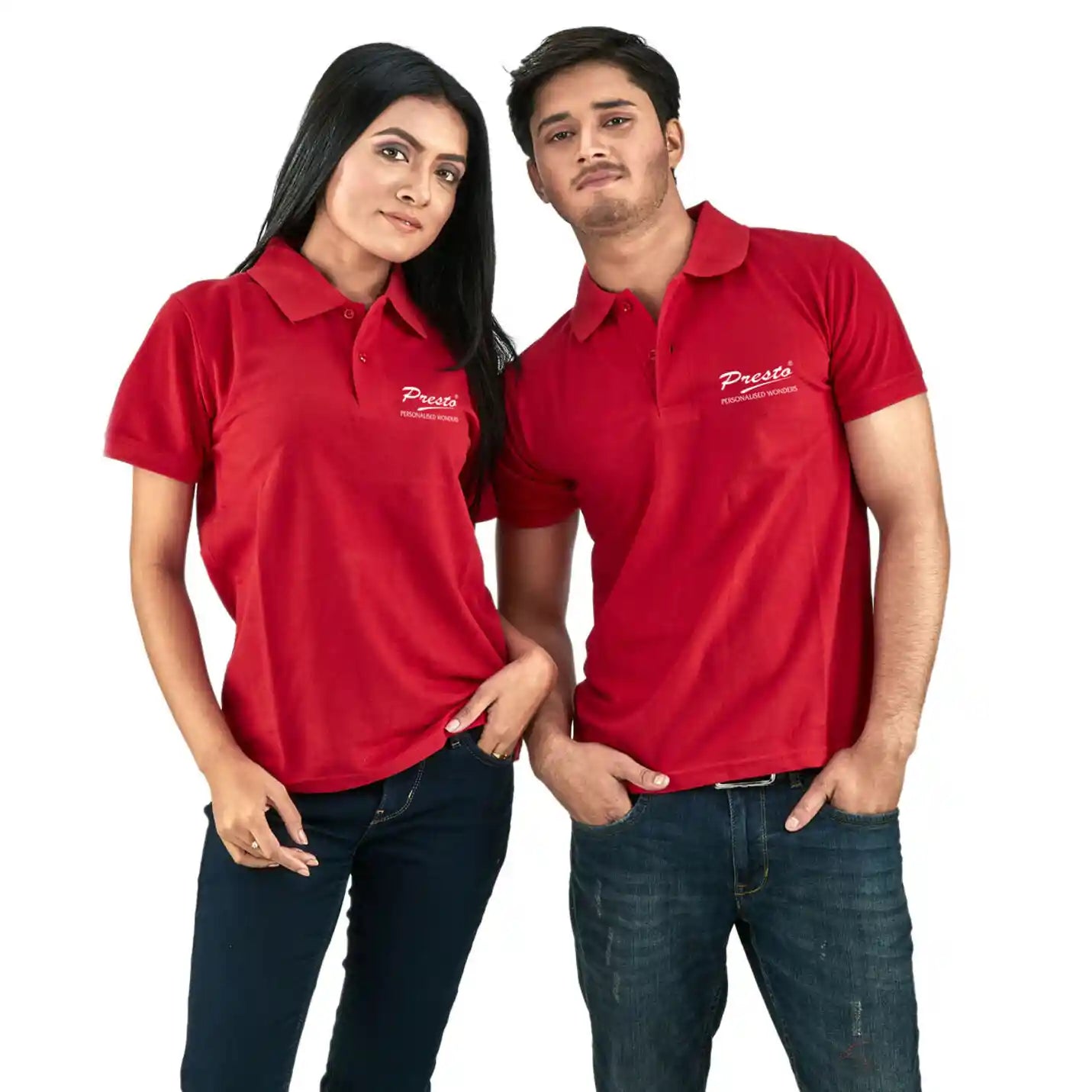 Minimalist Pure Cotton Polo Neck Red T-shirts Img 2